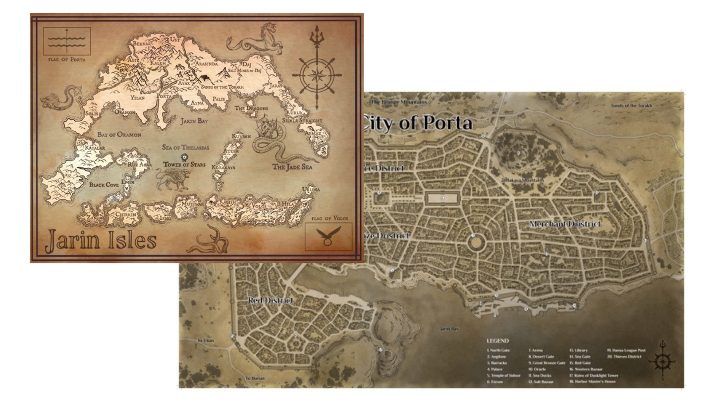 Maps of Porta and Jarin Isles